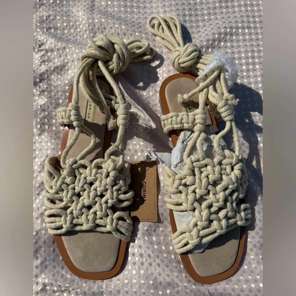 Corina Macramé Rope Tie-Up Sandals